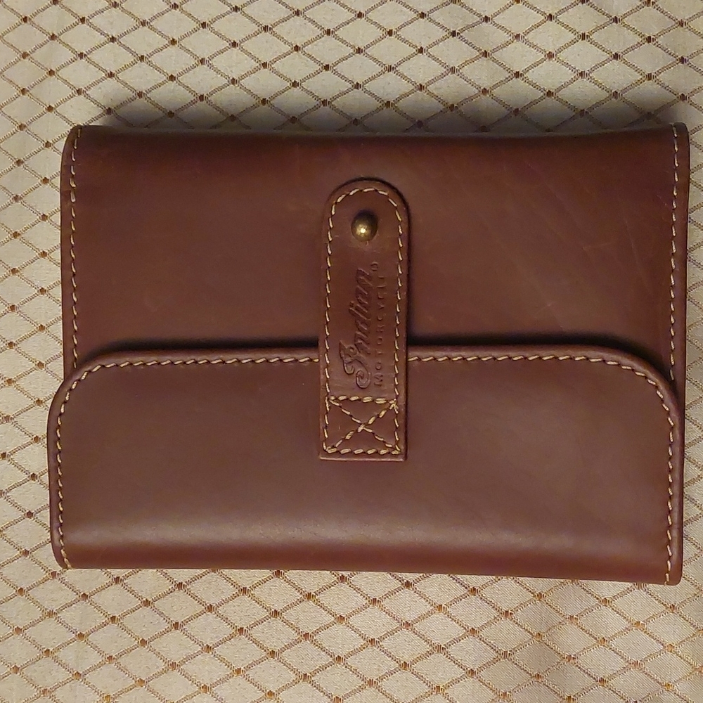 VINTAGE INDIAN MOTORCYCLE BIKER LEATHER TRAVEL BAG POUCH